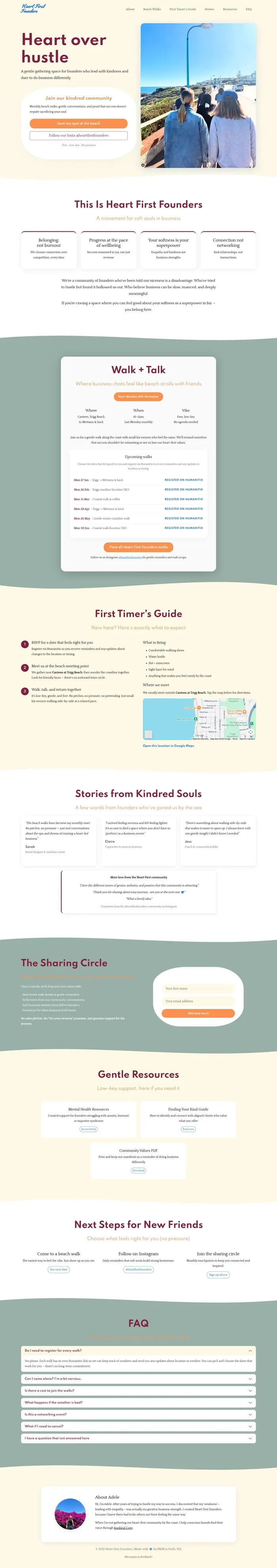 Heart First Founders full website screenshot