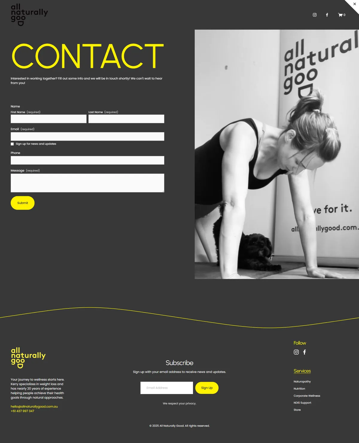 Redesigned contact page — warm, branded, on-message