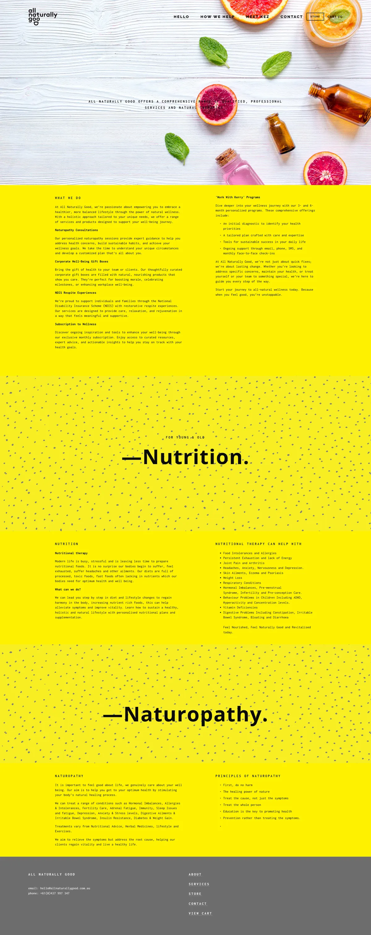 Original services page — every service crammed into a long scroll of dense text